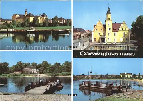 Coswig Sachsen Schloss Elbfaehre Rathaus Elbe Kat. Coswig