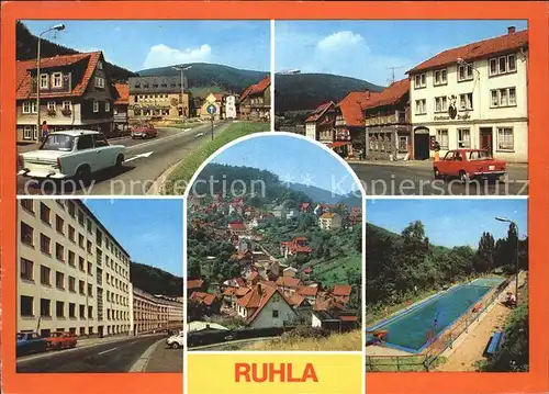 Ruhla Platz Friedens Gasthaus Traube Uhrenkombinat Schwimmbad  Kat. Ruhla