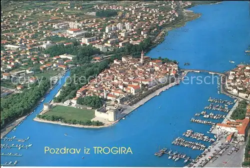 Trogir Trau Fliegeraufnahme mit Hafen  Kat. Trogir