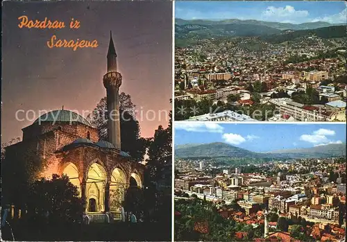 Sarajevo Fliegeraufnahme und Moschee Kat. Sarajevo