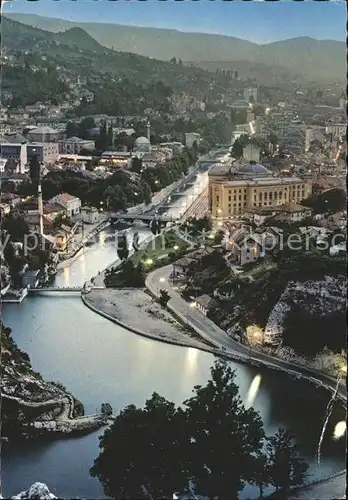 Sarajevo Fliegeraufnahme bei Nacht Kat. Sarajevo