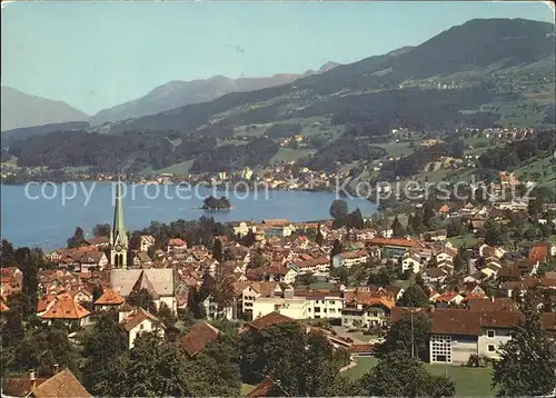 Richterswil Ortsansicht Kirche See Kat. Richterswil