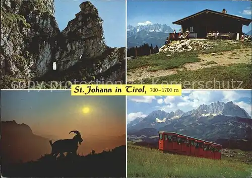 St Johann Tirol Felstore Weg Kitzbueheler Horn Wilden Kaiser Harschbuehel Huette Bergbahn  Kat. St. Johann in Tirol