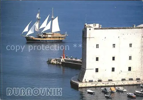 Dubrovnik Ragusa Tvrdjava Sv Ivan Fortress St John Segelboot Kat. Dubrovnik