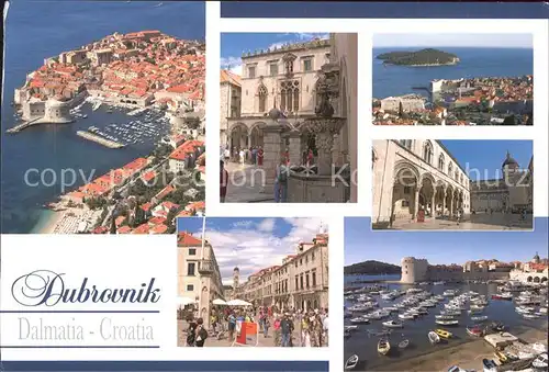 Dubrovnik Ragusa Dalmatia Brunnen Hafen Boote Kat. Dubrovnik