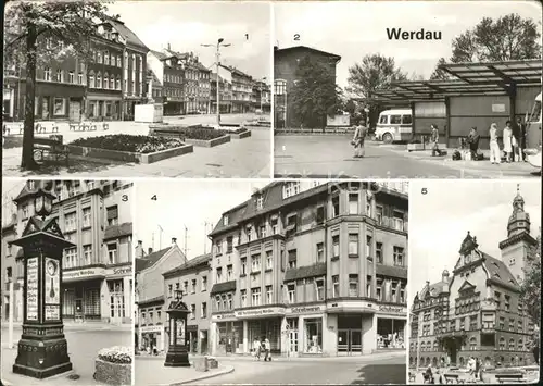 Werdau Sachsen Marktplatz Busbahnhof Rathaus Kat. Werdau