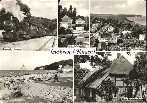 Goehren Ruegen Rasender Roland Strohdachhaus Strand Kat. Goehren Ostseebad Ruegen