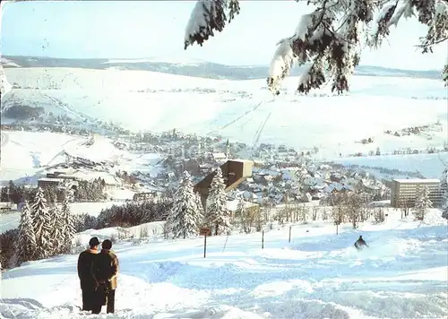 Oberwiesenthal Erzgebirge Blick vom Eckbauer zur Schanze und Stadt Kat. Oberwiesenthal