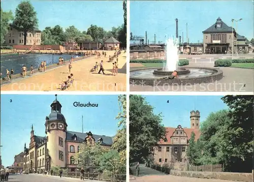 Glauchau Sommerbad Bahnhof Hauptpostamt Schloss Forderglauchau Kat. Glauchau