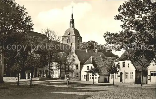 Burg Fehmarn Breite Strasse mit Museum und Kirche Kat. Fehmarn