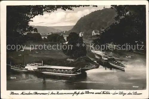 Hann. Muenden Zusammenfluss von Werra und Fulda in die Weser Kat. Hann. Muenden