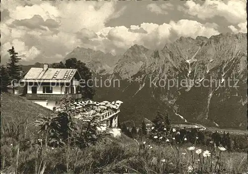 Klais Kranzberghaus mit Karwendelgebirge Kat. Kruen