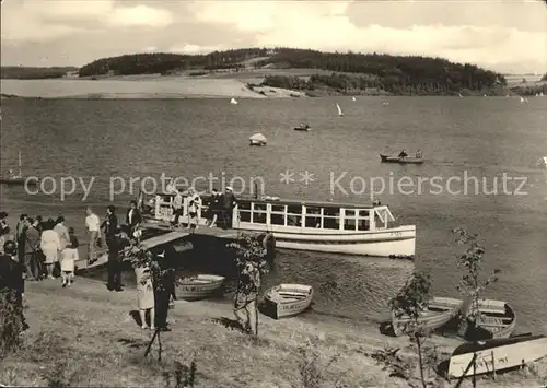 Poehl Vogtland Talsperre Bootsanlegestelle mit MS Triebtal Kat. Poehl Vogtland