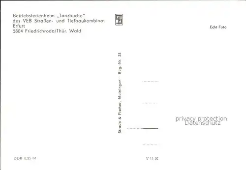 Friedrichroda Betriebsferienheim Tanzbuche Kat. Friedrichroda