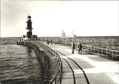 Warnemuende Ostseebad Mole Leuchtturm Dampfer Kat. Rostock