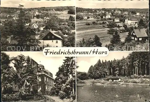 Friedrichsbrunn Harz Ortsansichten Panorama Schwimmbad Kat. Friedrichsbrunn