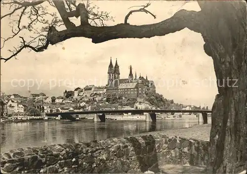 Meissen Elbe Sachsen Stadtansicht Bruecke Kirche Kat. Meissen