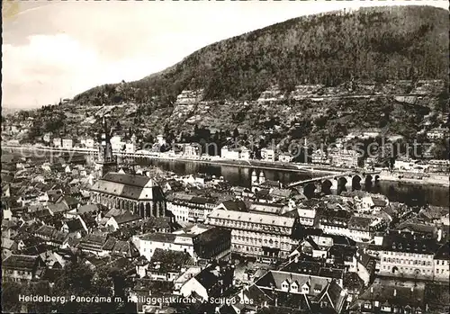 Heidelberg Neckar Panorama mit Heiliggeistkirche Kat. Heidelberg