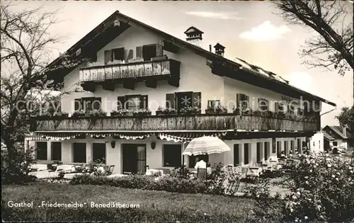 Benediktbeuern Gasthof Friedenseiche Terrasse Kat. Benediktbeuern