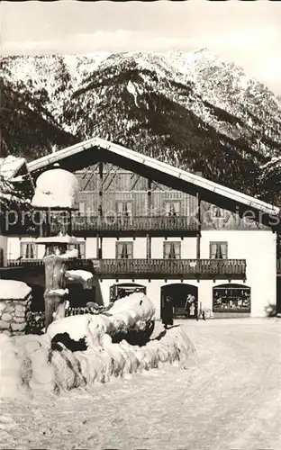 Grainau St Wendelinbrunnen mit Kramer Ammergauer Alpen Kat. Grainau