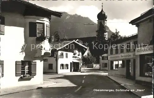 Oberammergau Dorfstrasse am Stern Kirche Kat. Oberammergau