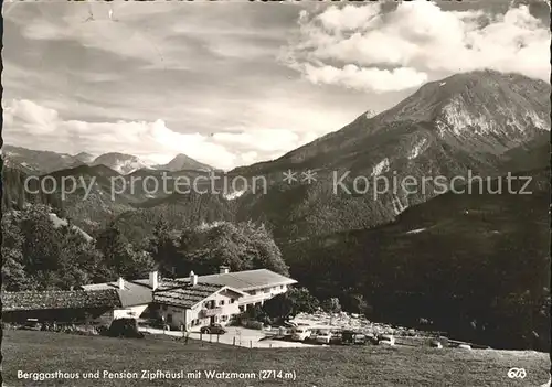 Ramsau Berchtesgaden Berggasthaus und Pension Zipfhaeusl mit Watzmann Kat. Ramsau b.Berchtesgaden
