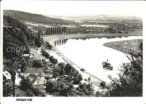 Diesbar Seusslitz Panorama Elbe Dampfer Kat. Nuenchritz