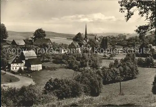 Thierfeld Ortsansicht mit Kirche Kat. Hartenstein Zwickau