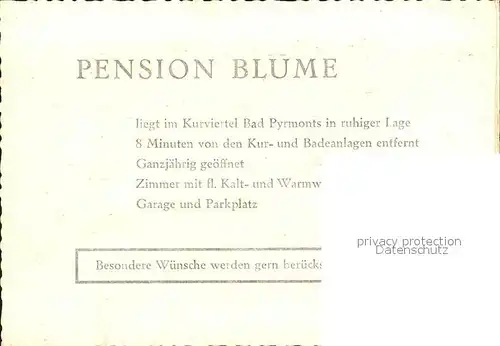 Bad Pyrmont Pension Blume Kat. Bad Pyrmont