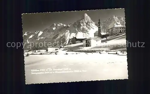 Lermoos Tirol Winterpanorama mit Thayakopf Sonnenspitze Wampeterschrofen Miemingergebirge Kat. Lermoos