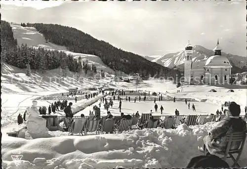 Seefeld Tirol Seekirchlein Gschwandkopf und Hocheder Eislaufbahn Kat. Seefeld in Tirol