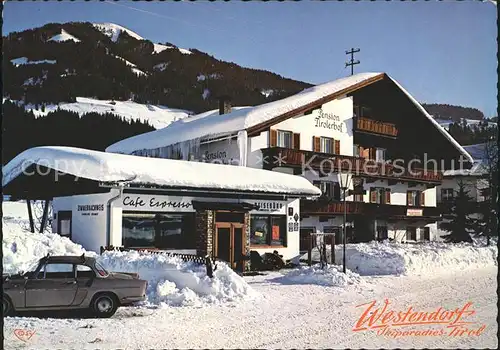 Westendorf Tirol Cafe Pension Tirolerhof Skiparadies Wintersportplatz Kat. Westendorf