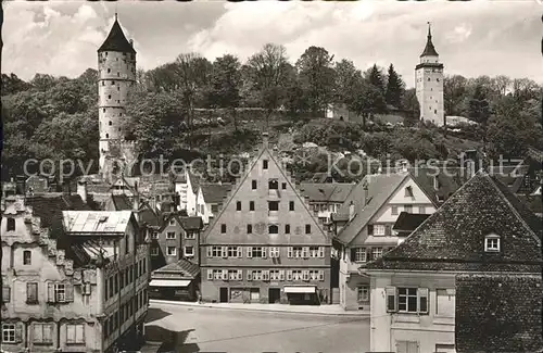 Biberach Riss Kapellenplatz mit Weissem Turm und Gigelturm Kat. Biberach an der Riss