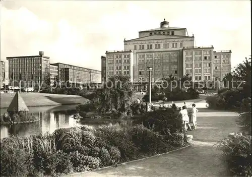 Leipzig Opernhaus mit Schwanenteich Kat. Leipzig