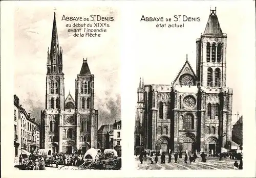 Saint Denis Abbaye de St Denis avant l incendie de la fleche etat actuel Kat. Saint Denis