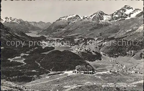 Samedan Blick vom Muottas Muragl Engadiner Seenplatte Alpenpanorama  Kat. Samedan