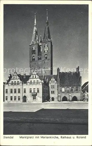 Stendal Marktplatz Marienkirche Rathaus Roland Statue Kat. Stendal