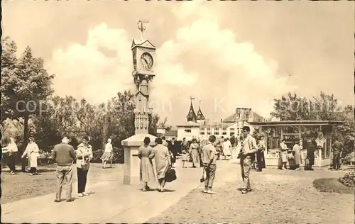 Ahlbeck Ostseebad Strandpromenade Standuhr Kat. Heringsdorf Insel Usedom