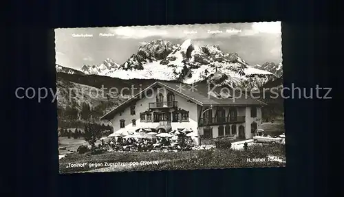 Mittenwald Bayern Tonihof Cafe Restaurant Pension Brunnental Wettersteingebirge Huber Karte Nr 10531 Kat. Mittenwald