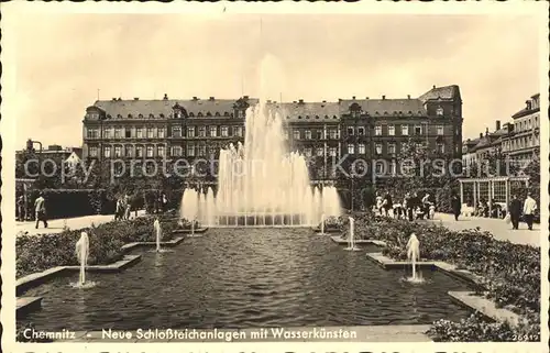 Chemnitz Neue Schlossteichanlagen mit Wasserkuensten Kat. Chemnitz