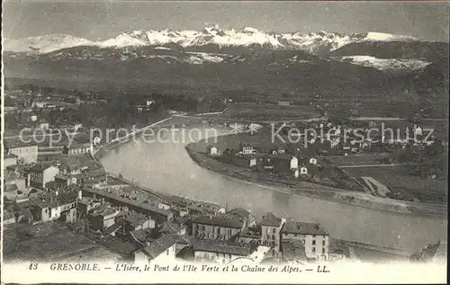 Grenoble Panorama Isere Pont de l Ile Verte Chaine des Alpes Kat. Grenoble