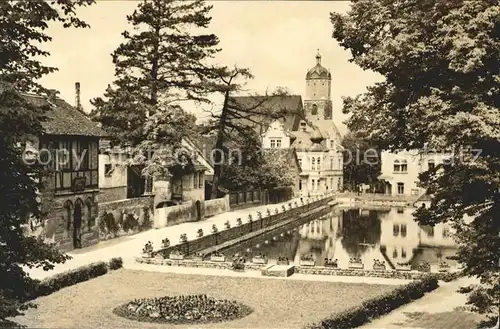 Neustadt Orla Gamsenteich mit Blick zur Kirche Kat. Neustadt Orla