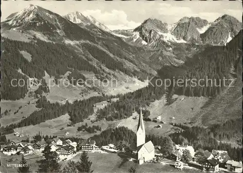 Mittelberg Vorarlberg Panorama mit Hammerspitze Schuesser Schafalpen Kleines Walsertal Kat. Mittelberg