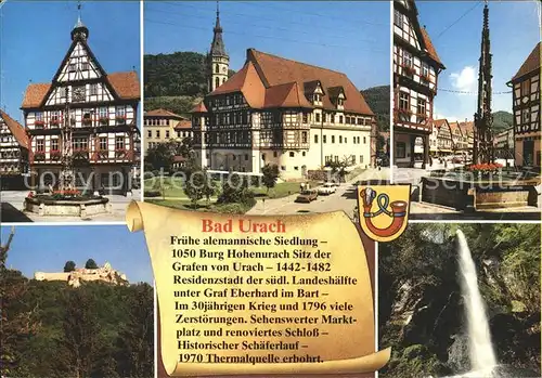 Bad Urach Fachwerkhaeuser Wassefall Burg Kat. Bad Urach