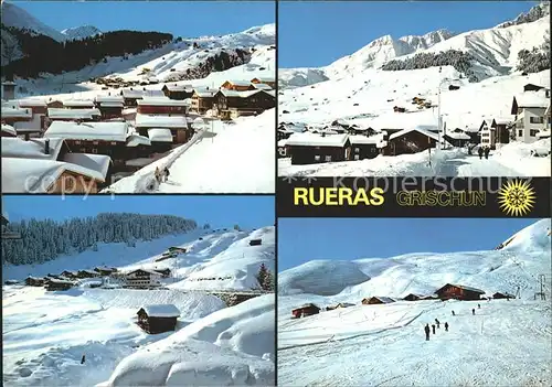 Rueras Sedrun Ortsansichten mit Skigebiet von Milez Kat. Rueras