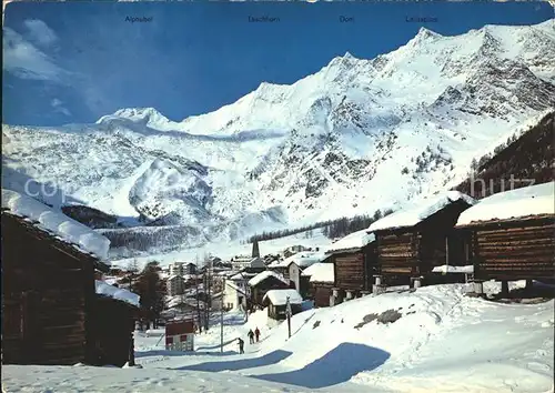 Saas Fee mit Alphubel Taeschhorn Dom Lenzspitze Kat. Saas Fee