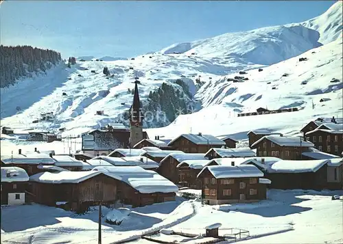 Rueras mit Dieni und Skigebiet von Milez Kat. Rueras