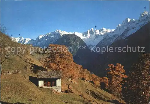 Soglio mit Sciora Gruppe Piz Cengalo und Piz Badile Kat. Soglio