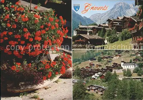 Grimentz Dorfpartie Kirche Parkt Blumen Kat. Grimentz