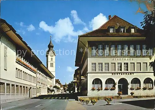 Huttwil Marktgasse mit Kirchgemeindehaus und Stadthaus Kat. Huttwil